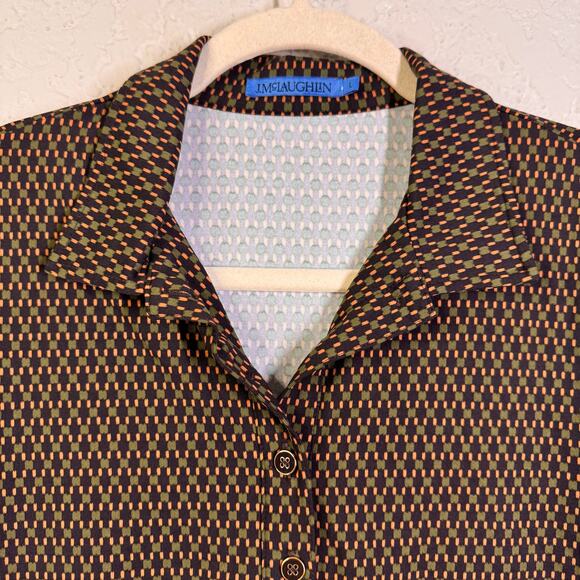 J. MCLAUGHLIN Shirt Large Catalina Cloth Brown Knit Court Polo 3/4 Sleeve 70's - Picture 4 of 13